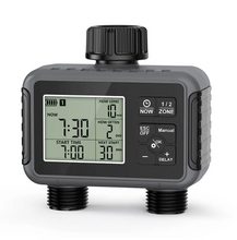 Load image into Gallery viewer, Dual-Zone Sprinkler Water Timer with Smart Scheduling & LCD Display