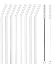 Load image into Gallery viewer, High Borosilicate Glass Straw Set – Reusable Eco-Friendly Drinking Straws with Cleaning Brush