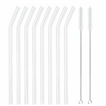 Load image into Gallery viewer, High Borosilicate Glass Straw Set – Reusable Eco-Friendly Drinking Straws with Cleaning Brush