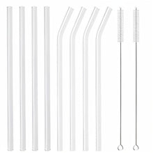 Load image into Gallery viewer, High Borosilicate Glass Straw Set – Reusable Eco-Friendly Drinking Straws with Cleaning Brush