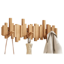 Load image into Gallery viewer, Wooden Wall Coat Rack with Foldable Hooks