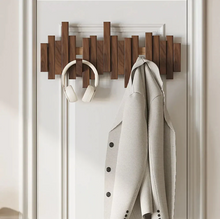 Load image into Gallery viewer, Wooden Wall Coat Rack with Foldable Hooks