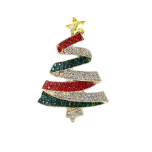 Load image into Gallery viewer, Christmas Rhinestone Tree Brooch Pin for Women and Men
