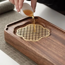 Load image into Gallery viewer, Luxury Walnut Wood Tea Tray with Drainage for Modern Home Tea Brewing