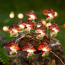 Load image into Gallery viewer, Small Mushroom Shaped Copper Wire Fairy String Light Battery Powered Decorative Lamp