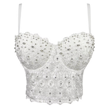 Load image into Gallery viewer, Sparkling Diamond Lace Beaded Embroidered Women's Tank Top