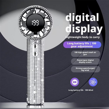 Load image into Gallery viewer, Diamond-Embellished Portable Fan with 199 Speed Settings and Type-C Recharge