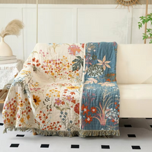 Load image into Gallery viewer, Cotton Gauze Reversible Blanket with Rural Floral Design