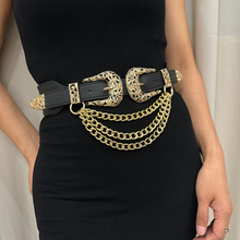 Load image into Gallery viewer, Luxury Stretch Chain Belt for Women with Gold and Silver Tassel Detail