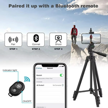 Load image into Gallery viewer, Universal Lightweight Tripod Stand with Bluetooth Remote for Smartphones and DSLRs