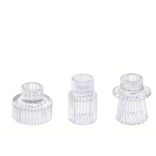 Load image into Gallery viewer, Glass Taper Candle Holder Boho Ribbed Glass Votive for Table Centerpiece and Home Décor