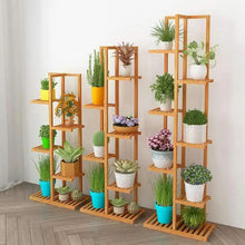 Load image into Gallery viewer, Bamboo Plant Stand Rack, 5 and 6 Tier Indoor Outdoor Flower Pot Holder Shelf