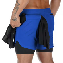 Load image into Gallery viewer, Men's Double Layer Training Shorts with Hidden Pocket