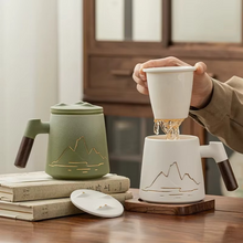 Load image into Gallery viewer, Large Ceramic Tea Cup with Lid and Built-In Filter for Home or Office