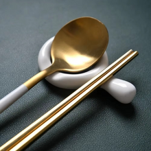 Load image into Gallery viewer, Ceramic Chopstick Holder and Spoon Rest Set for Elegant Table Setting