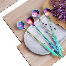 Load image into Gallery viewer, 4 Piece Stainless Steel Flower Teaspoon and Dessert Spoon Set