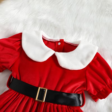 Load image into Gallery viewer, Toddler Girls Red Christmas A-line Dress with Belt and Hat