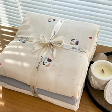 Load image into Gallery viewer, Floral Knit Cotton Bedding Set with Duvet Cover and Flat Sheet