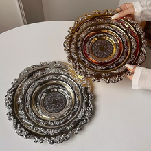 Load image into Gallery viewer, Retro Luxury Silver Plated Dessert Tray and Decorative Plate for Cakes, Fruits, Snacks, and Jewelry