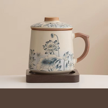 Load image into Gallery viewer, Chinese Style Ceramic Mug with Lid and Built In Tea Filter, 13.5 oz