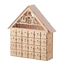 Load image into Gallery viewer, Wooden Christmas Advent Calendar 24-Day Reusable Countdown Tabletop Decoration