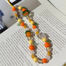 Load image into Gallery viewer, Cute 3D Orange Persimmon Beaded Phone Chain Charm