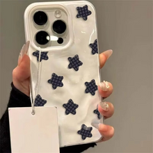 Load image into Gallery viewer, Cartoon Black Checkered Star Pattern Korean Style Shockproof Soft iPhone Case