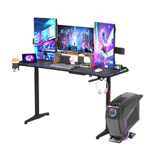 Load image into Gallery viewer, Adjustable Height Gaming Desk, Computer Standing Desk with RGB LED Lights, Black