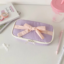 Load image into Gallery viewer, Minimalist Korean Fabric Pencil Case with Bowknot Design