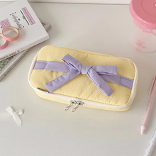 Load image into Gallery viewer, Minimalist Korean Fabric Pencil Case with Bowknot Design
