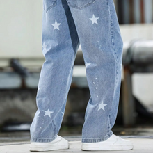 Load image into Gallery viewer, Men's Versatile Wide-Leg Blue Denim Pants