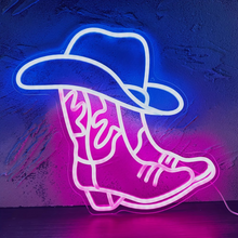 Load image into Gallery viewer, USB-Powered Cowboy Boots Neon Sign for Western Decor