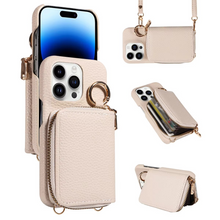 Load image into Gallery viewer, Premium Leather Multi-Function iPhone Case with Anti-Degaussing Protection