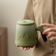 Load image into Gallery viewer, Large Ceramic Tea Cup with Lid and Built-In Filter for Home or Office