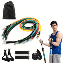 Load image into Gallery viewer, 11-Piece TPE Resistance Band Set with Handles, Door Anchor, Ankle Straps, Carry Bag