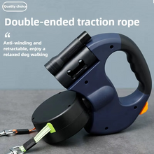 Load image into Gallery viewer, Premium Retractable Double Dog Leash with Reflective Tape and LED Light for Small Dogs