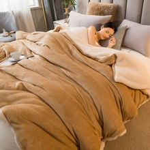 Load image into Gallery viewer, Solid Color Sherpa Blanket, Reversible Plush Duvet Cover