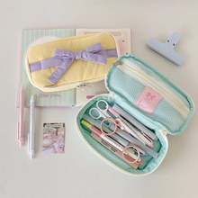 Load image into Gallery viewer, Minimalist Korean Fabric Pencil Case with Bowknot Design
