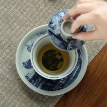 Load image into Gallery viewer, Chinese Kung Fu Ceramic Tea Set with Gaiwan and Blue White Sancai Cups