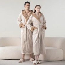 Load image into Gallery viewer, Fleece Hooded Long Bathrobe for Winter Warmth