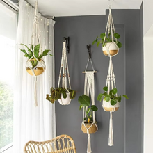 Load image into Gallery viewer, Handmade Macrame Plant Hanger Basket – Knotted Rope Holder for Flower Pots, Balcony, and Home Garden Décor