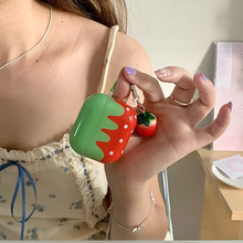 Load image into Gallery viewer, 3D Strawberry Silicone AirPods Case with Soft Cover and Charm Pendant
