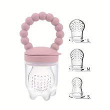 Load image into Gallery viewer, 4-Piece Silicone Baby Fruit Feeder Set with Comfort Grip Handle and Extra Feeding Pouches