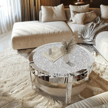 Load image into Gallery viewer, Modern Mirrored Coffee Table with Crystal Inlay, Silver Round Accent Table 31.5 Inch