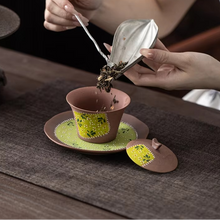 Load image into Gallery viewer, Hand Painted Daisy Patchwork Clay Gaiwan Tea Set