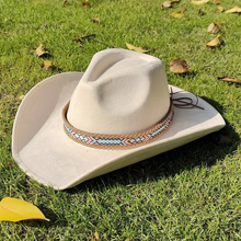 Load image into Gallery viewer, Classic Suede Western Cowboy Fedora Hat with 3.7 Inch Brim for Men and Women