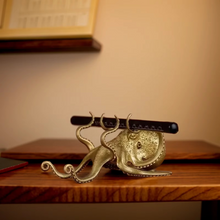 Load image into Gallery viewer, Versatile Golden Octopus Desk Organizer & Phone Stand