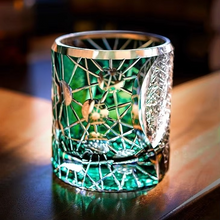Load image into Gallery viewer, Hand Cut Edo Kiriko Green Crystal Whiskey and Wine Glass