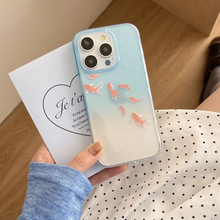 Load image into Gallery viewer, Blue Gradient Koi Splash Ink Transparent Glossy Case for iPhone