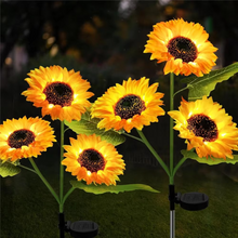 Load image into Gallery viewer, Solar Powered Sunflower Garden Lights for Outdoor Pathways and Landscapes